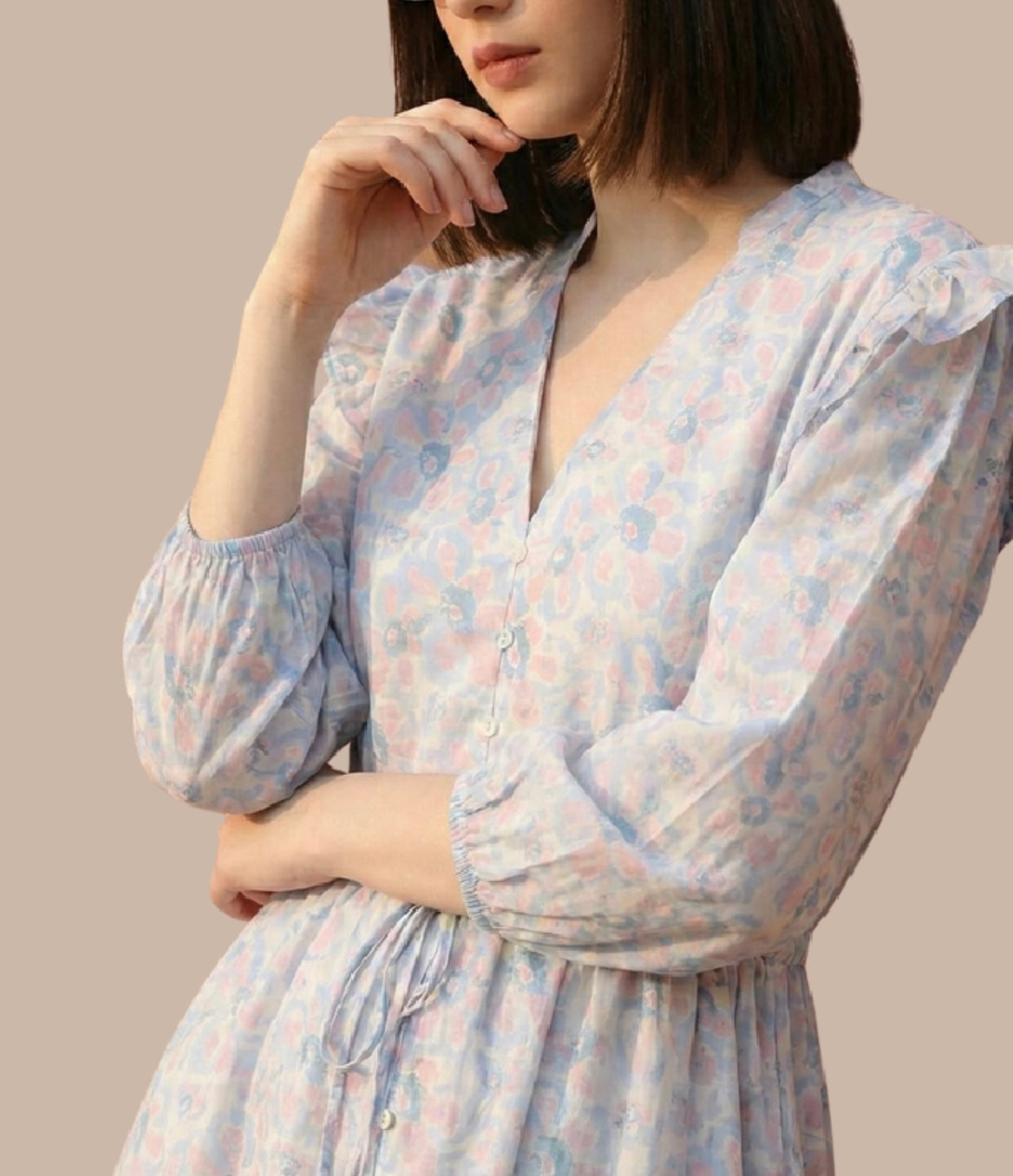 Soft Bloom Casual Midi Dress