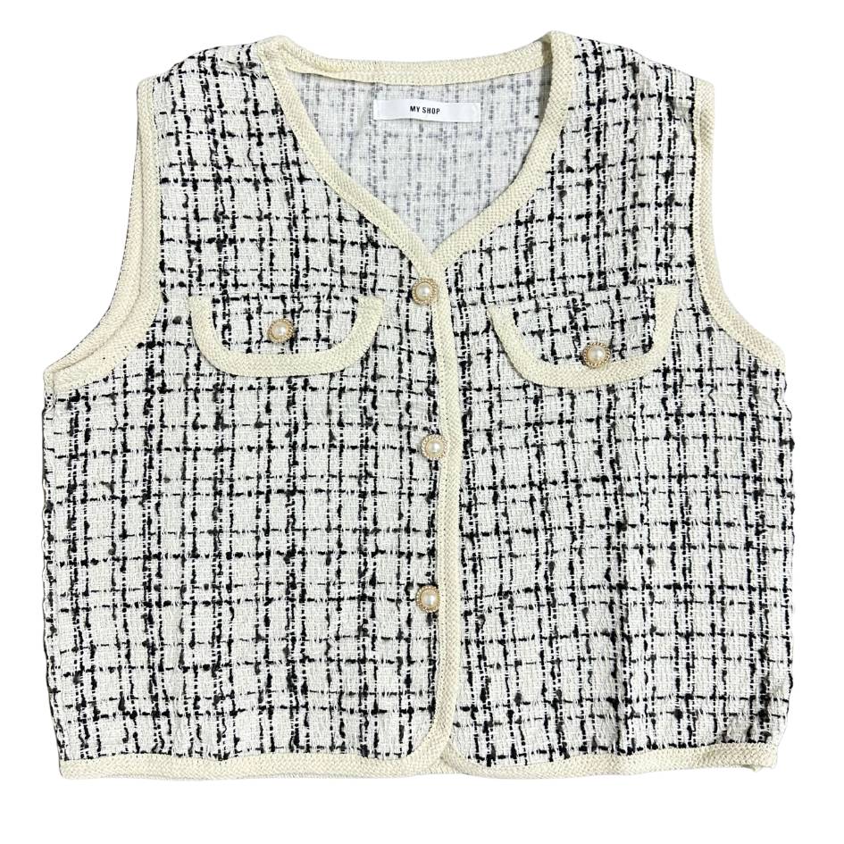 Tweed Vest - cardigan