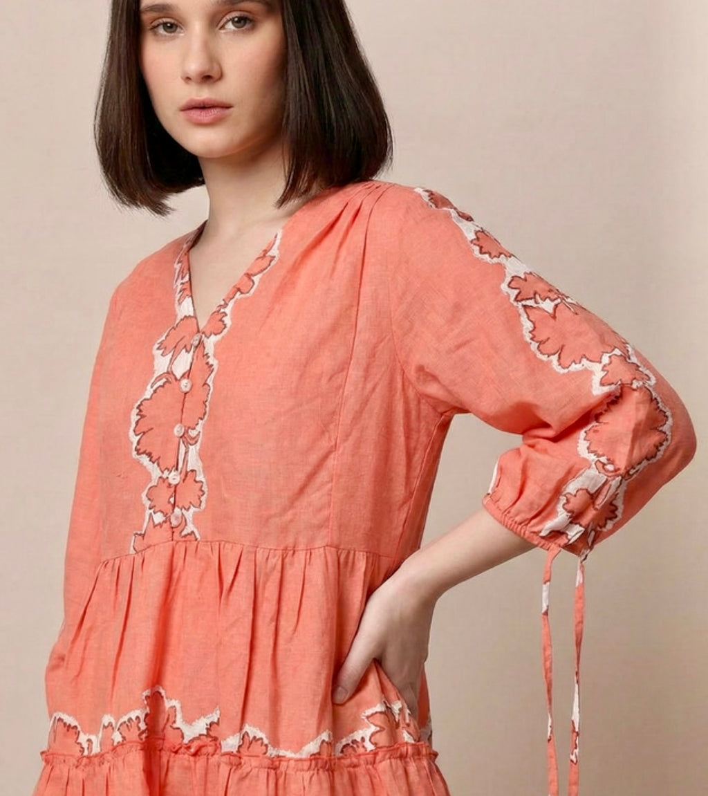 Bloom Tiered Linen Mini Dress